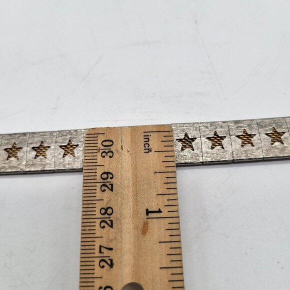 VTG Gold Tone Open Work Mesh Cut Out Stars Articulated Bracelet - Picture 12 of 12